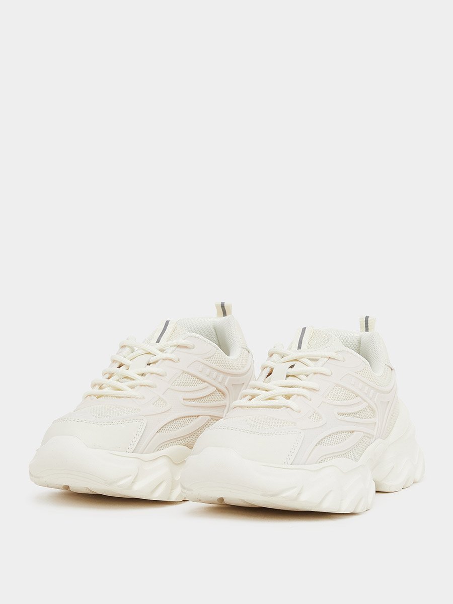 Chunky Sole Lace Up Panelled Sneakers