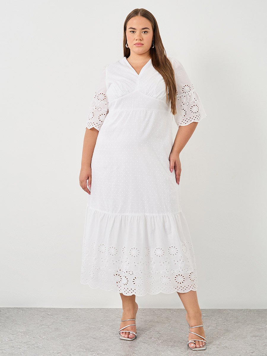 Plus Size Cotton Dobby A-Line Maxi Dress