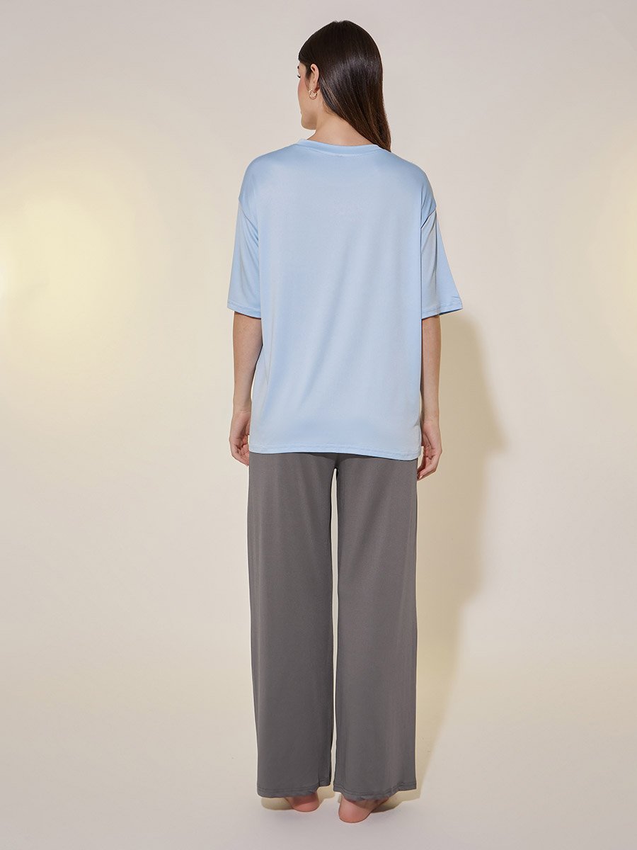 Graphic Print Oversize T-shirt and Pant Pajama Set