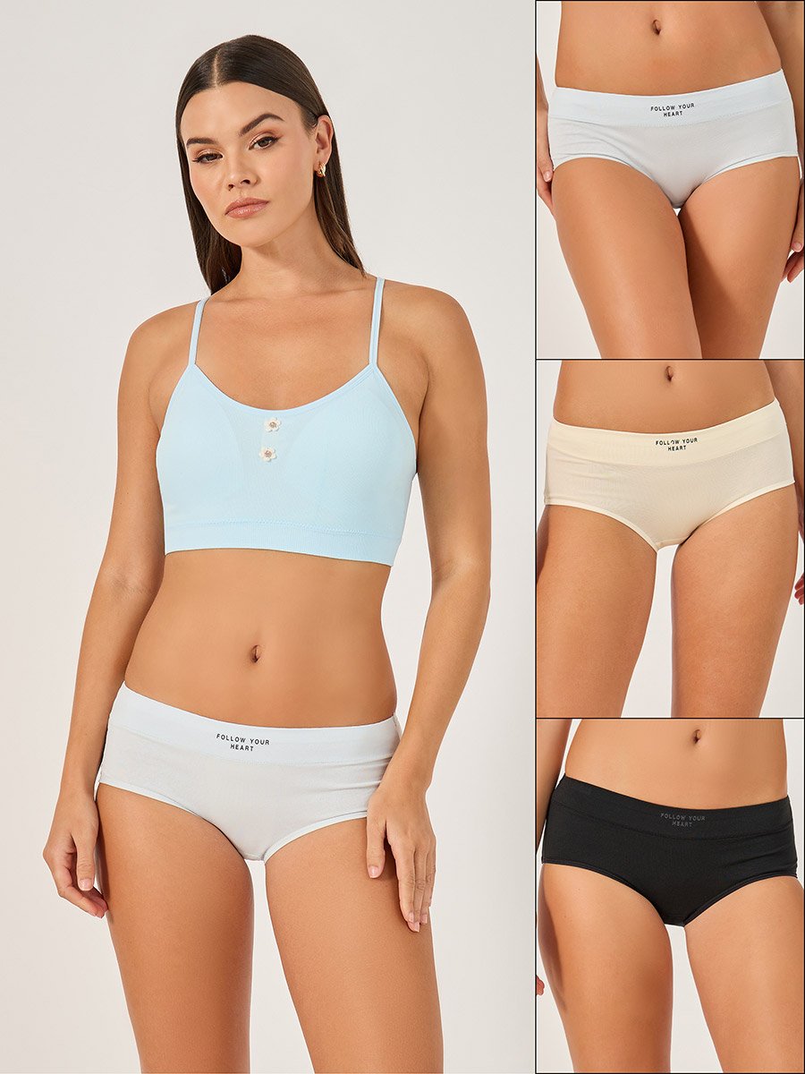Pack of 3 - Print Detail Waistband Full Briefs