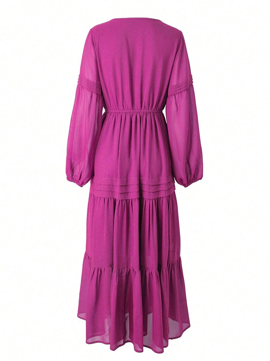 A-Line Long Sleeve Maxi Dress