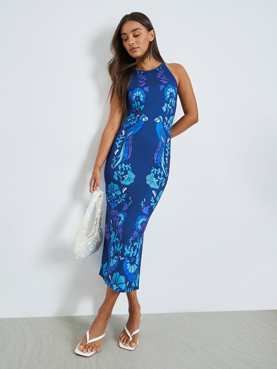 blue print bodycon dress Blue Zebra Print Ruched Strappy Bodycon Mini Dress Sleeveless Plus Size
