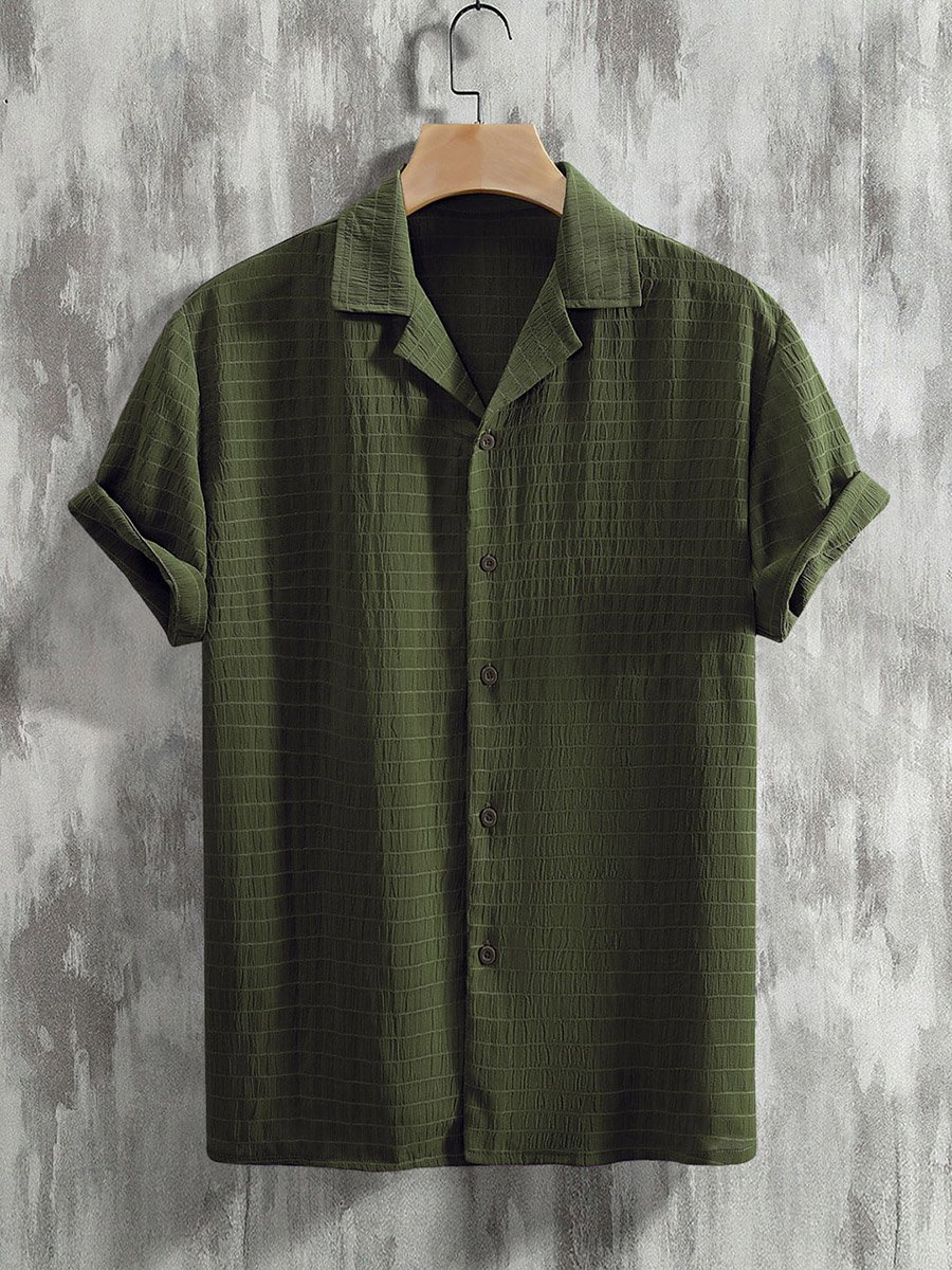 Texture Short Sleeve Buttoned Shirt