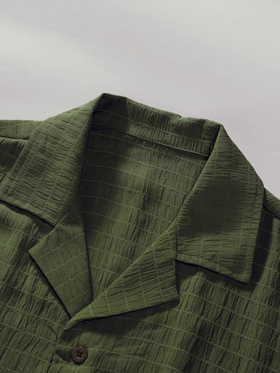 Texture Short Sleeve Buttoned Shirt