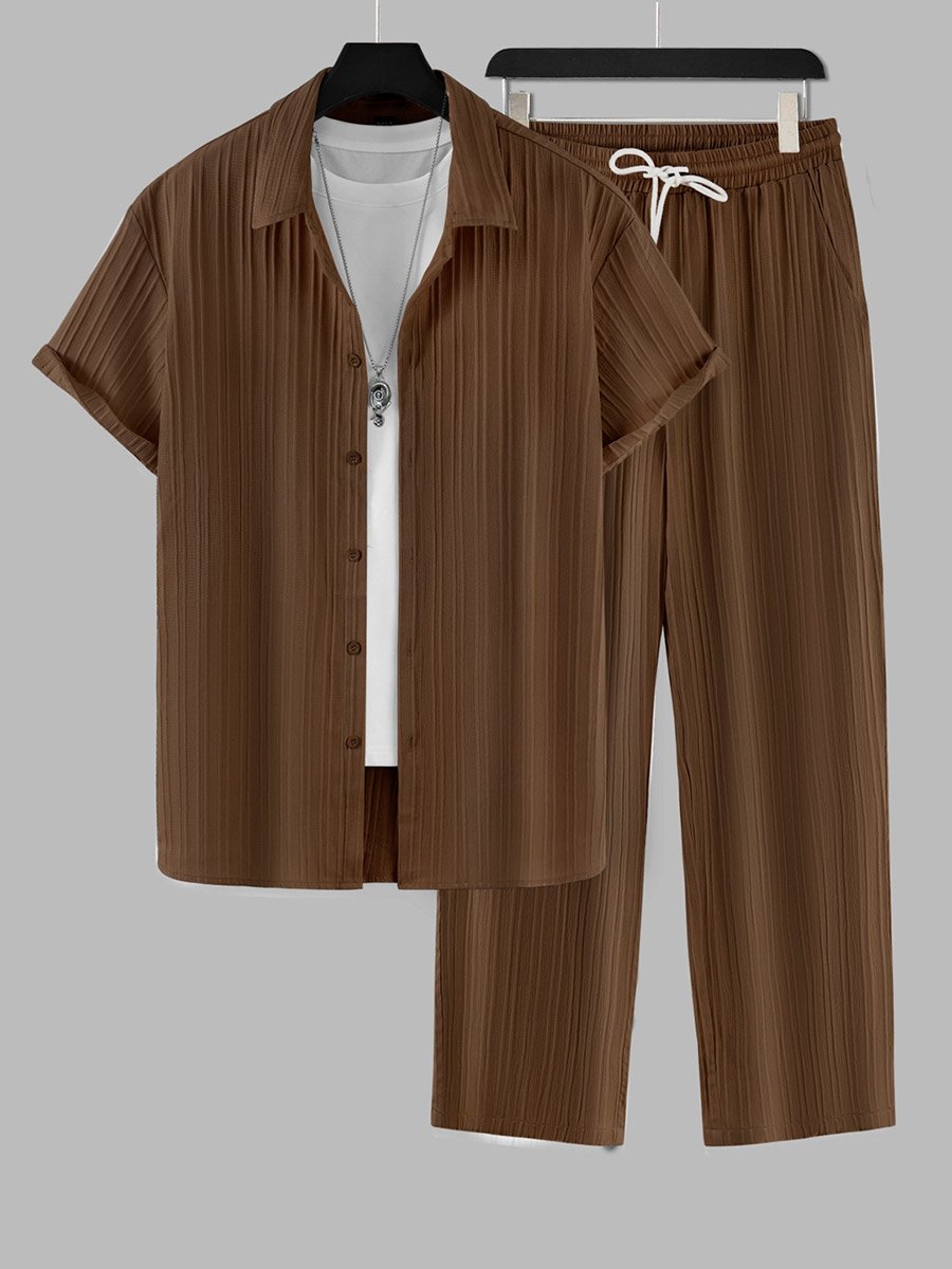 Solid Short Sleeve Shirt and Pants Co-Ords