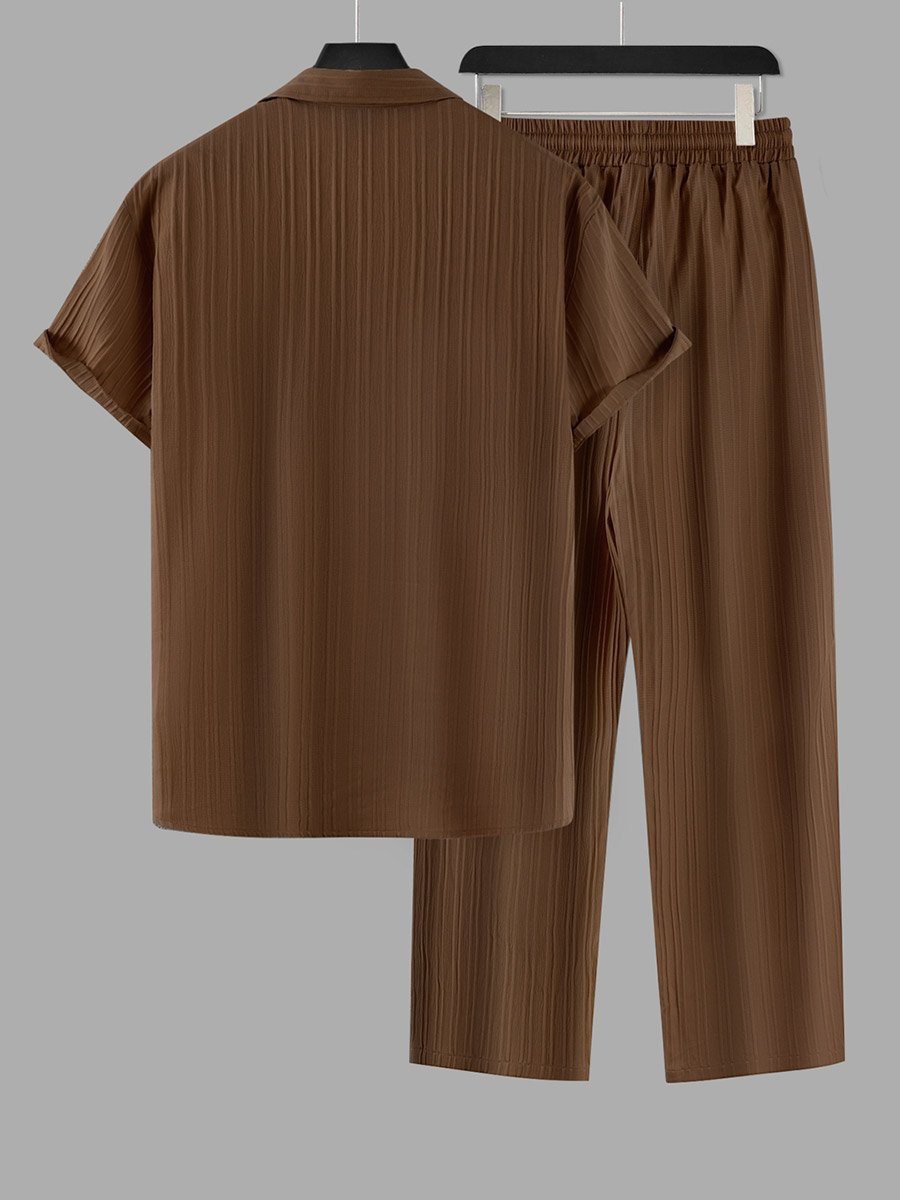 Solid Short Sleeve Shirt and Pants Co-Ords