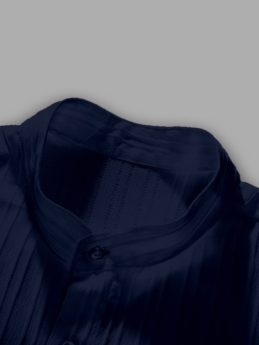 Striped Stand Collar Short Sleeve Shirt and Trousers Co-Ords