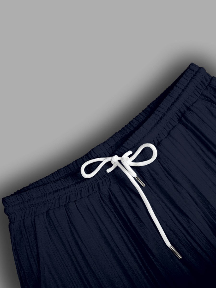 Striped Stand Collar Short Sleeve Shirt and Trousers Co-Ords