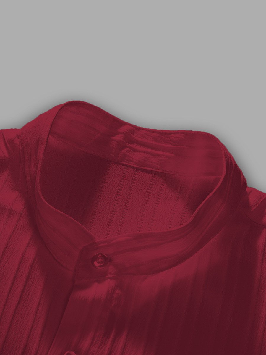 Striped Stand Collar Short Sleeve Shirt and Trousers Co-Ords