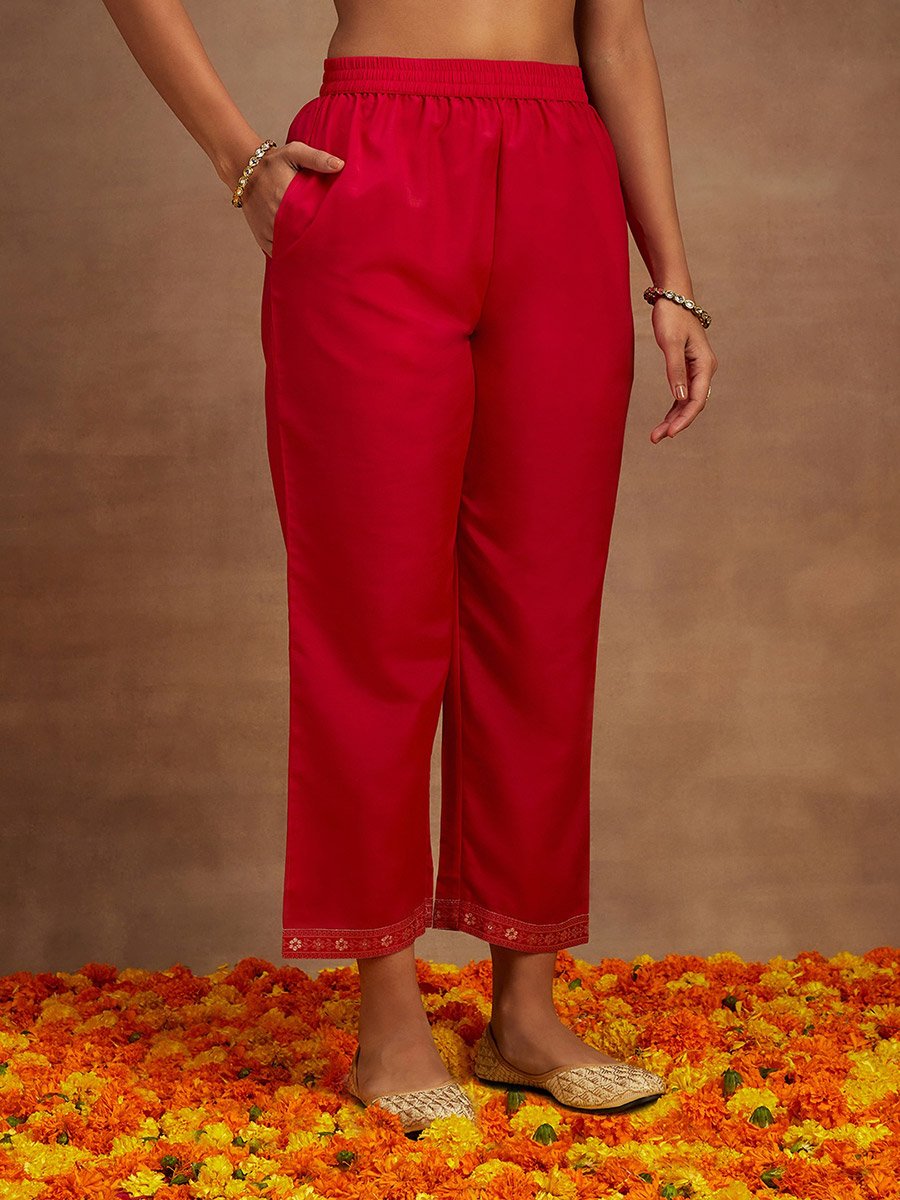 Printed Straight Kurta and Solid Trouser with Dupatta Set