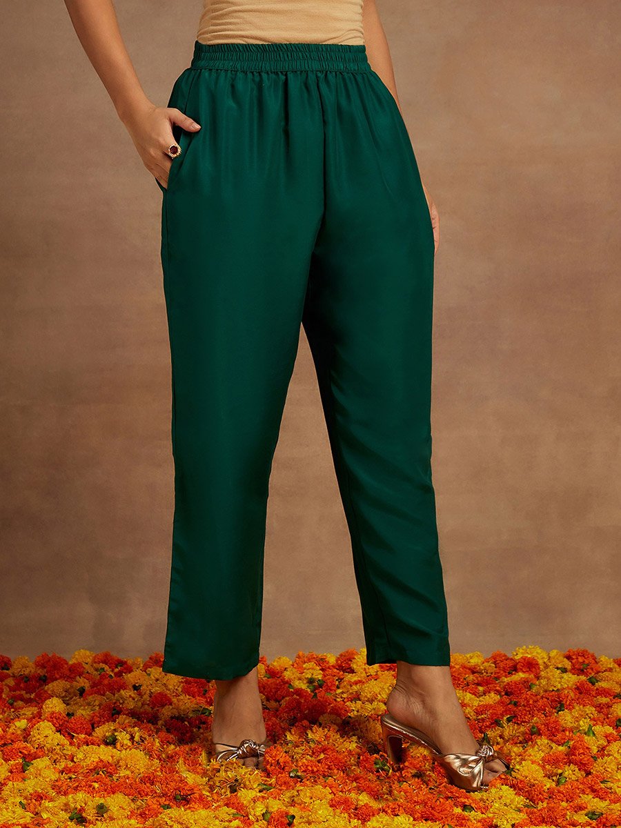 Embroidered Straight Kurta and Solid Trousers with Dupatta Set