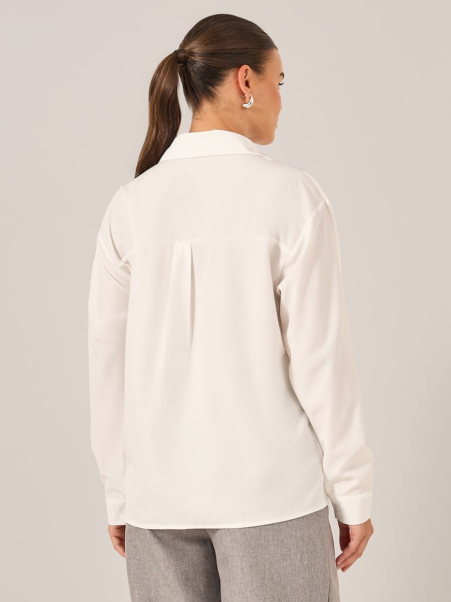 Solid Long Sleeve Spread Collar Shirt