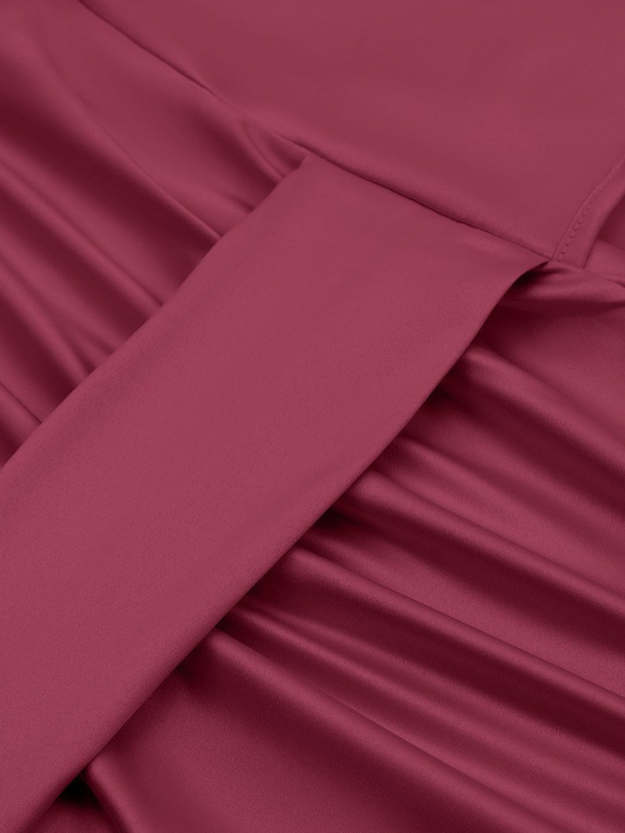 Satin Solid Halter Neck Bodycon Midi Dress