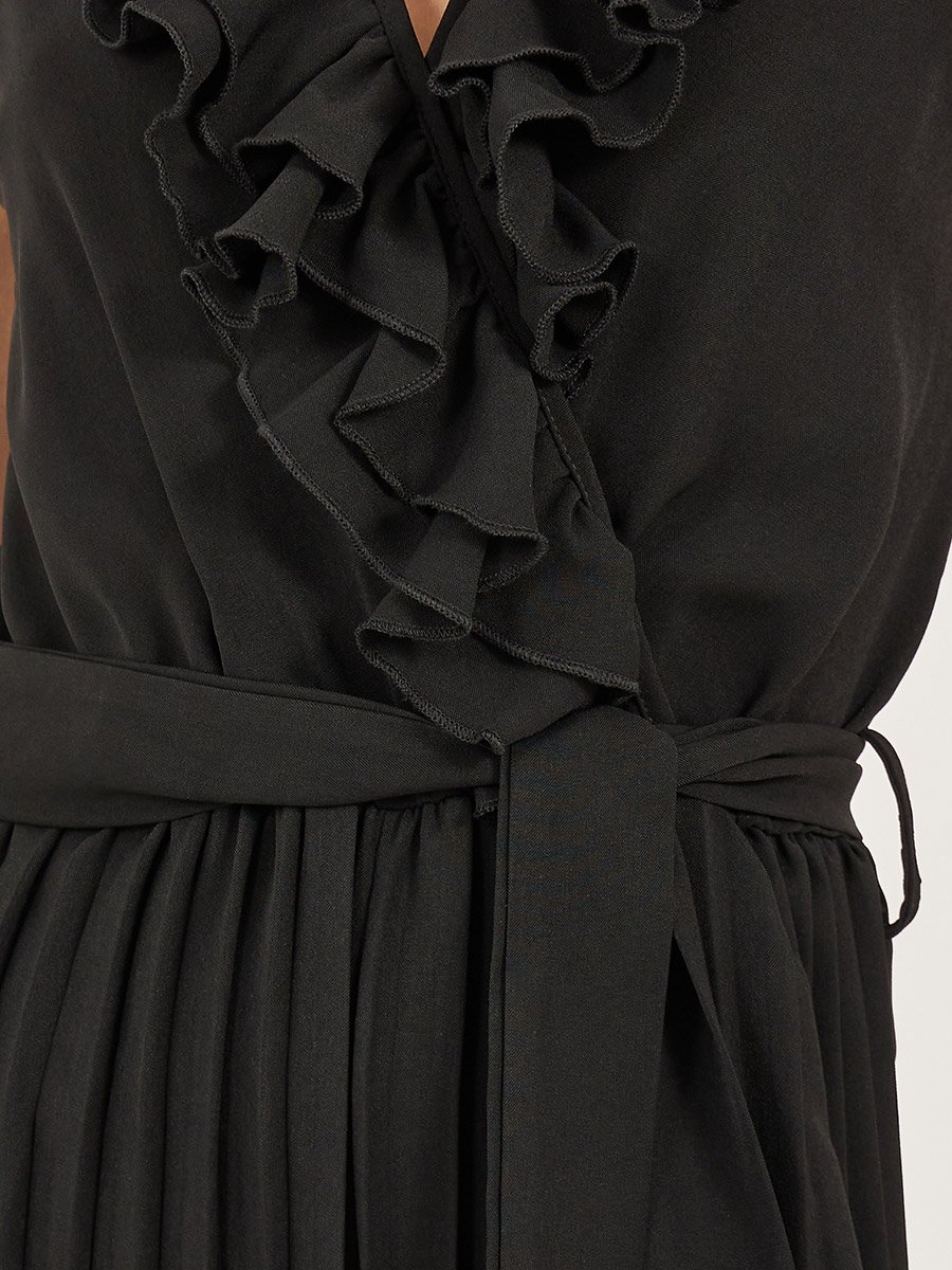 Women Black Striped Wide Leg Jumpsuit