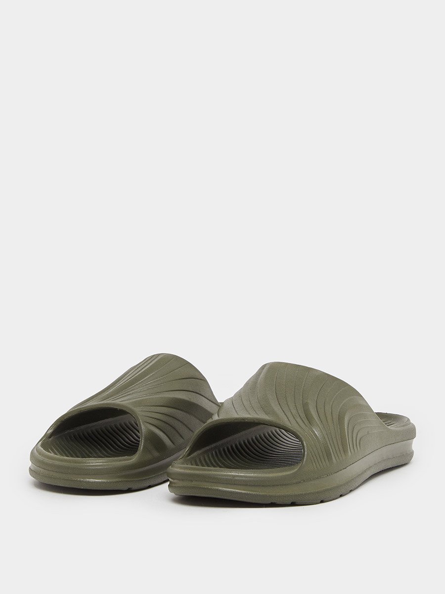 Abstract Textured Open Toe Slip-On Slides