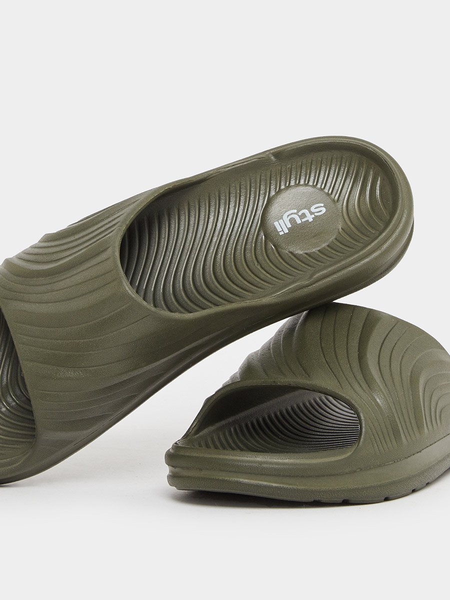 Abstract Textured Open Toe Slip-On Slides