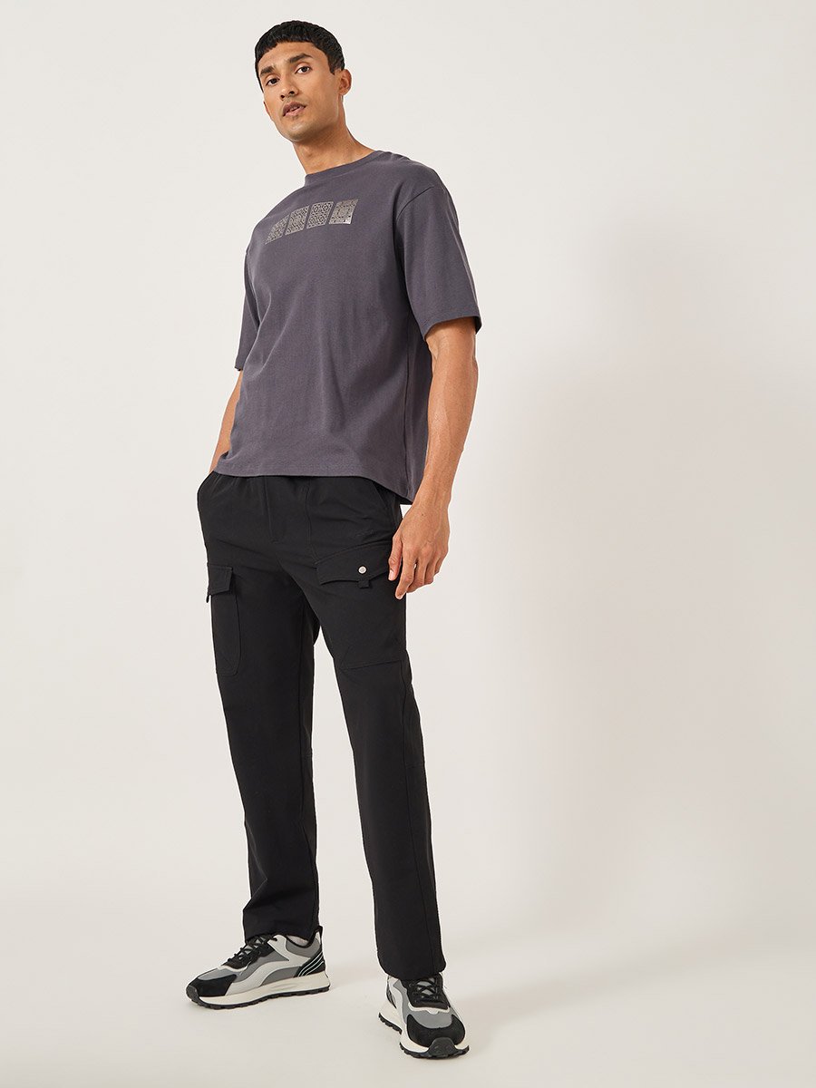 Mid Rise Straight Fit Track Pant with Drawstring