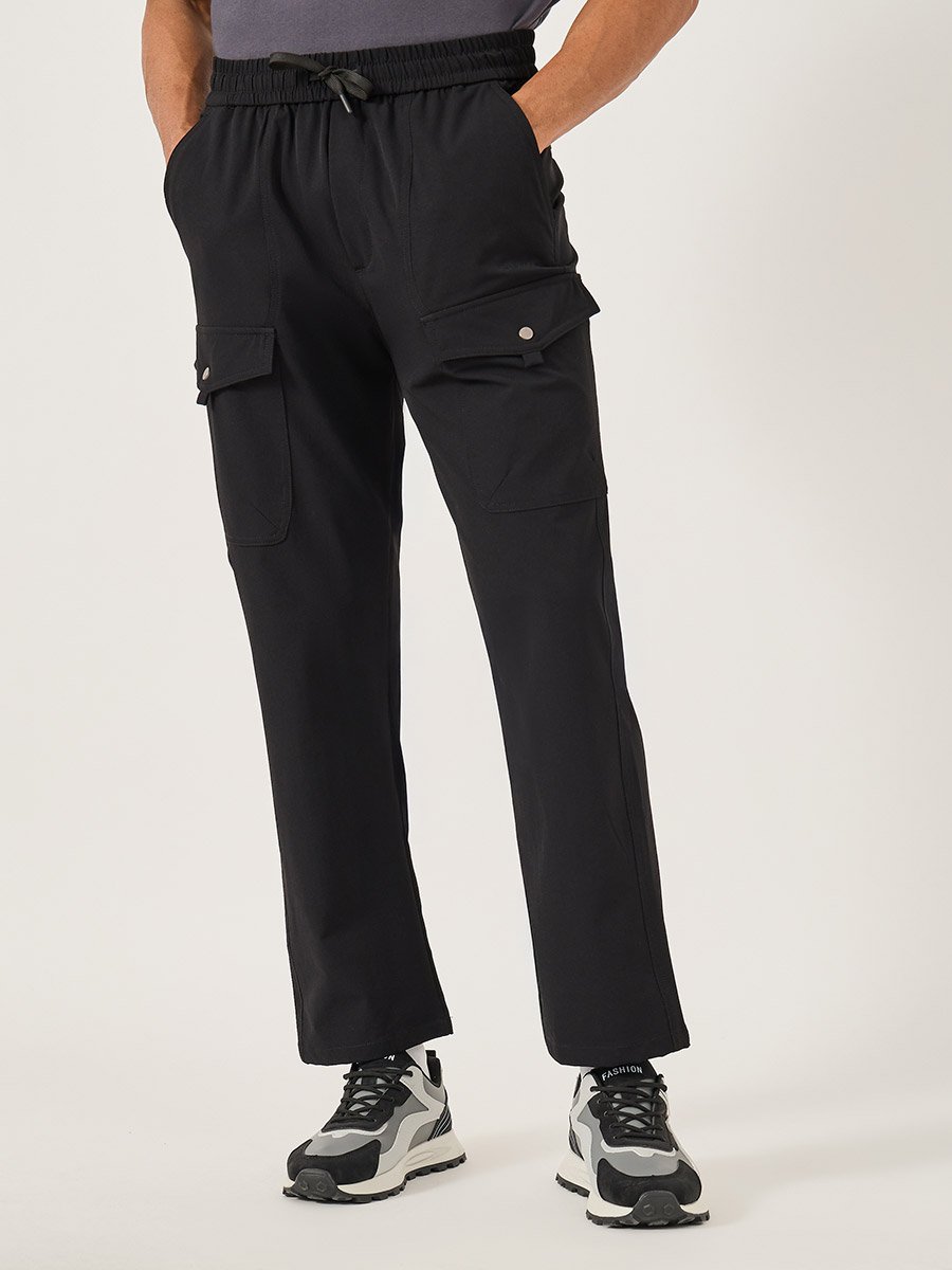 Mid Rise Straight Fit Track Pant with Drawstring