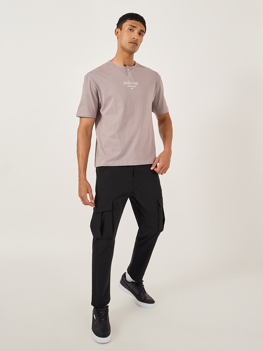 Mid Rise Straight Fit Track Pant with Drawstring