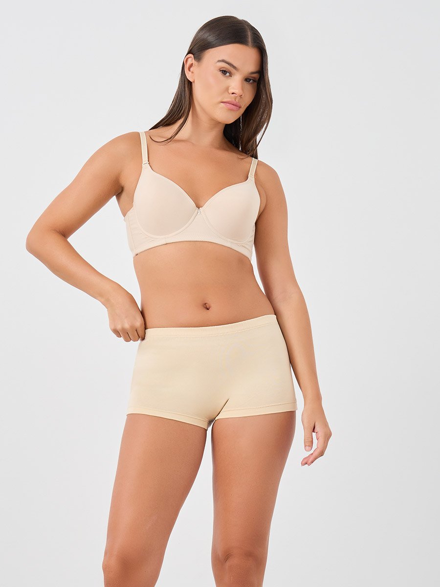 Set of 4 - Solid Cotton Elasticated Waist Boyshorts