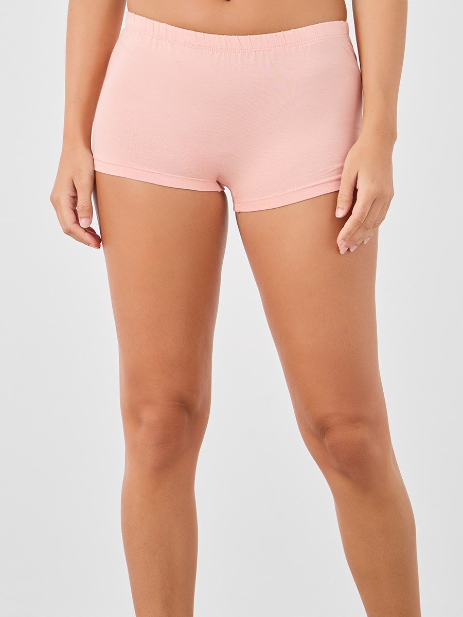 Set of 4 - Solid Cotton Elasticated Waist Boyshorts