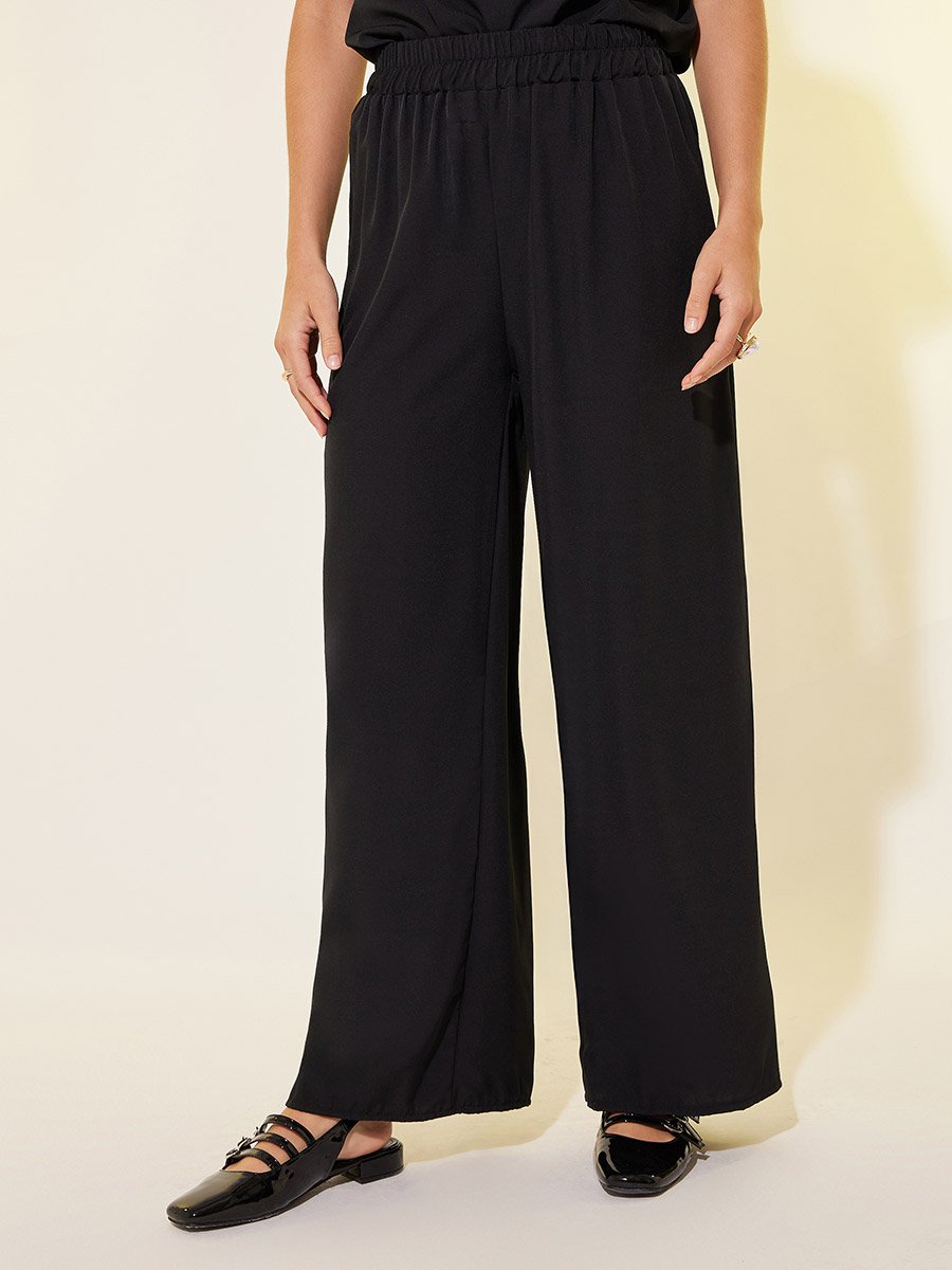 Solid Mesh Sleeves Top and Pants Co-Ords