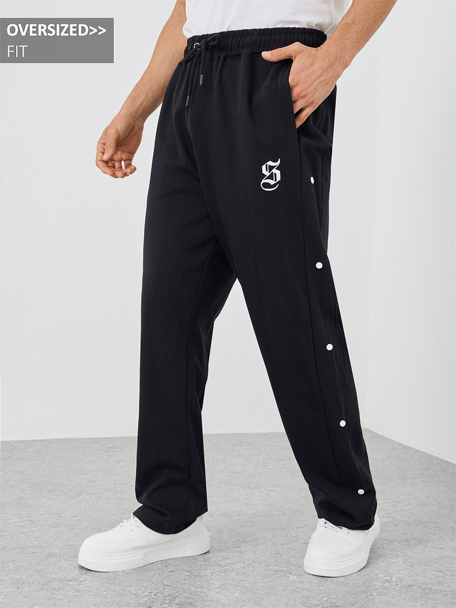 Embroidered Logo Oversized Joggers with Drawstring