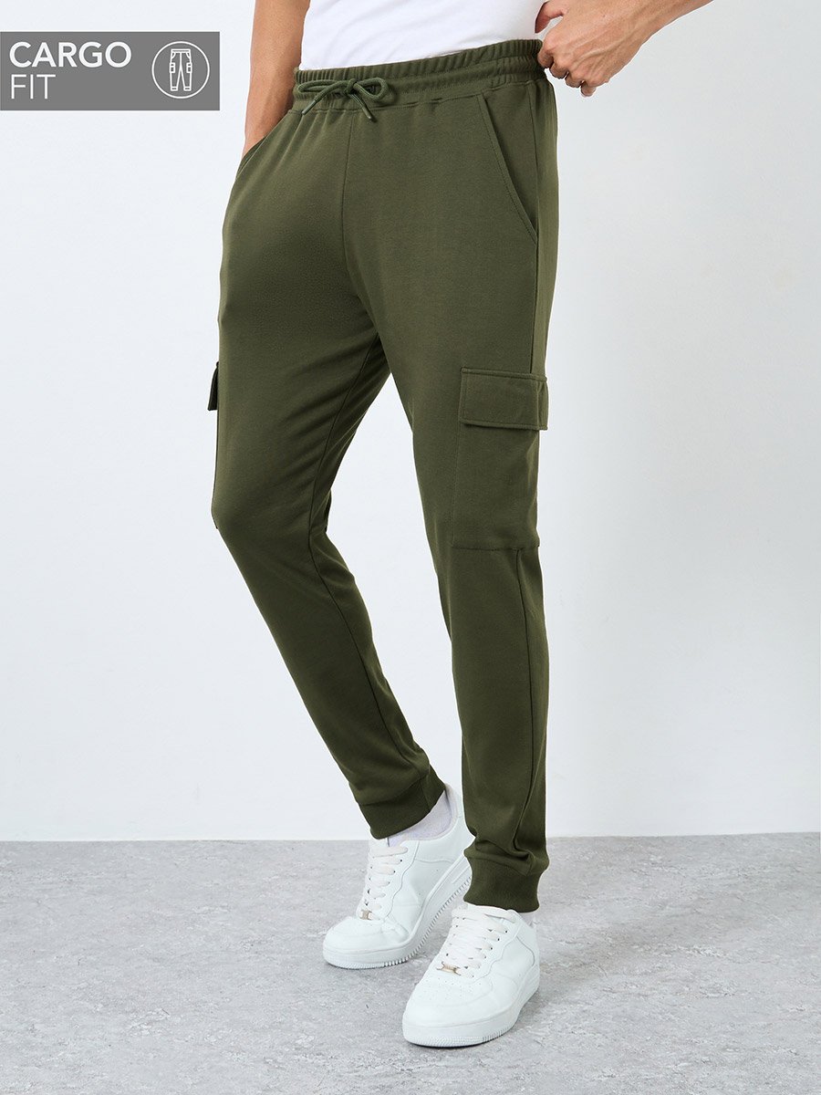 Men Olive Slim Fit Cargo Joggers