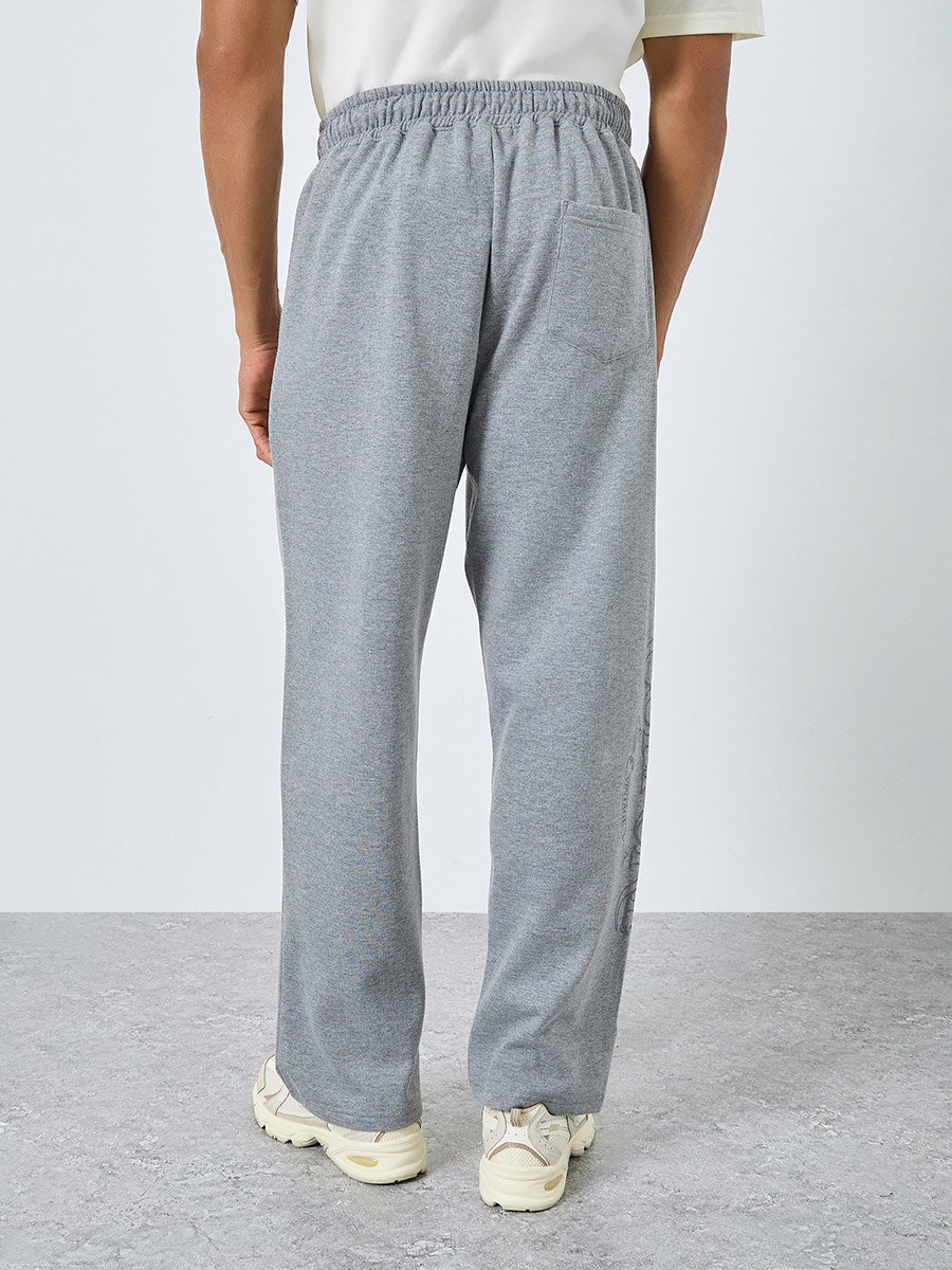 Men Grey Oversized Joggers with Drawstring