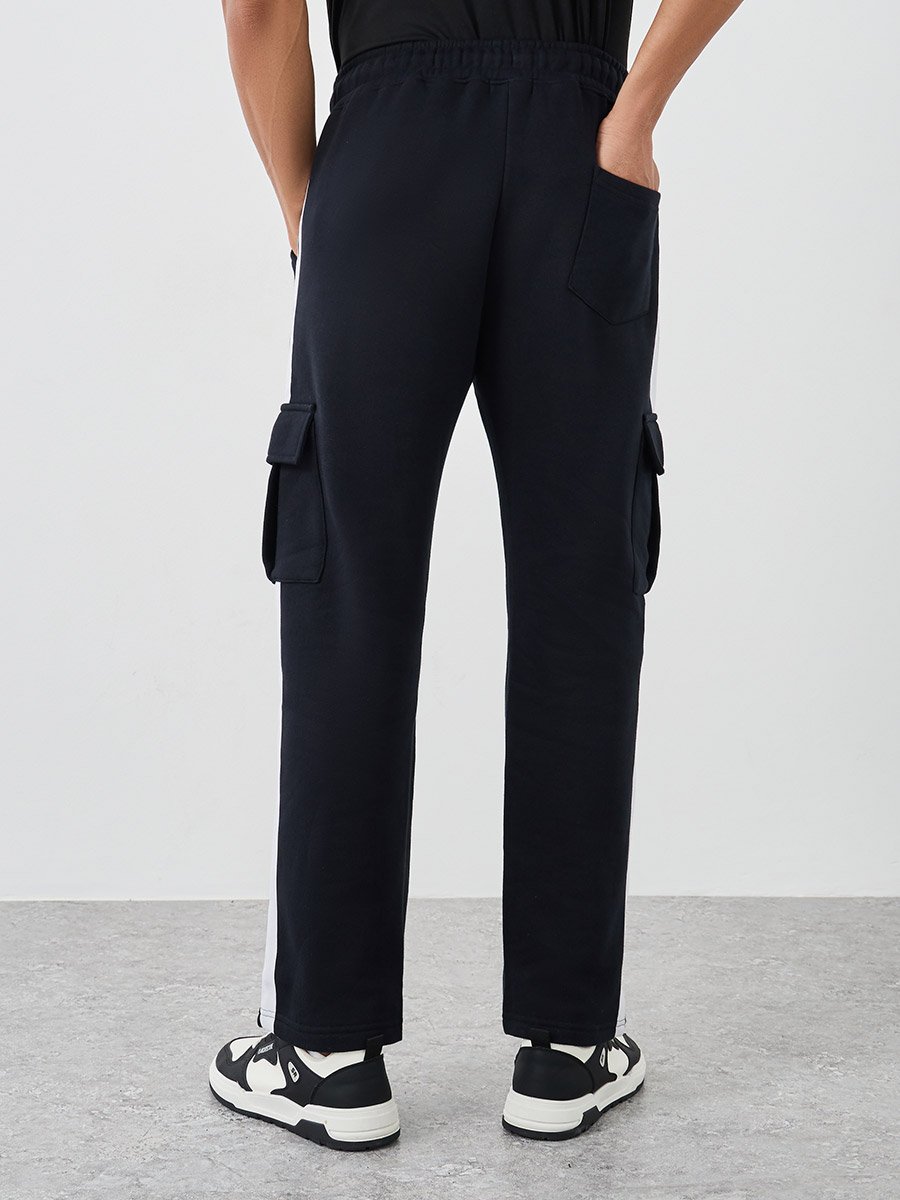 Side Twill Tape Oversized Joggers with Cargo Pockets Deatil