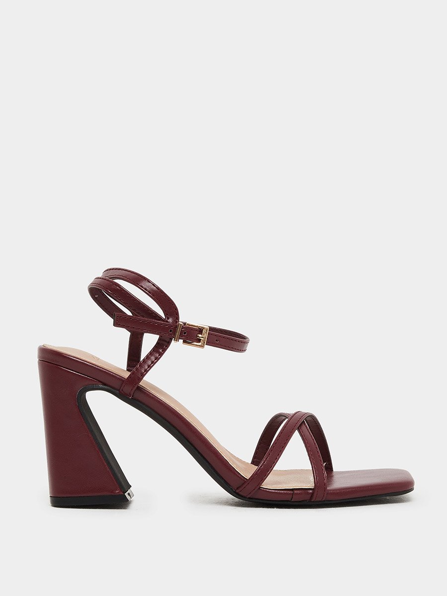Plain Strappy Block Heel Sandals