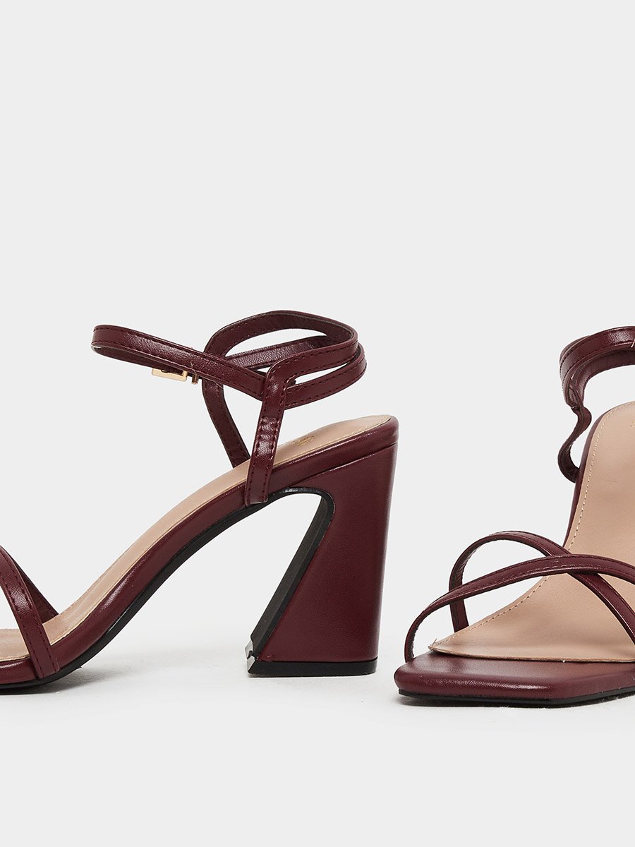 Plain Strappy Block Heel Sandals