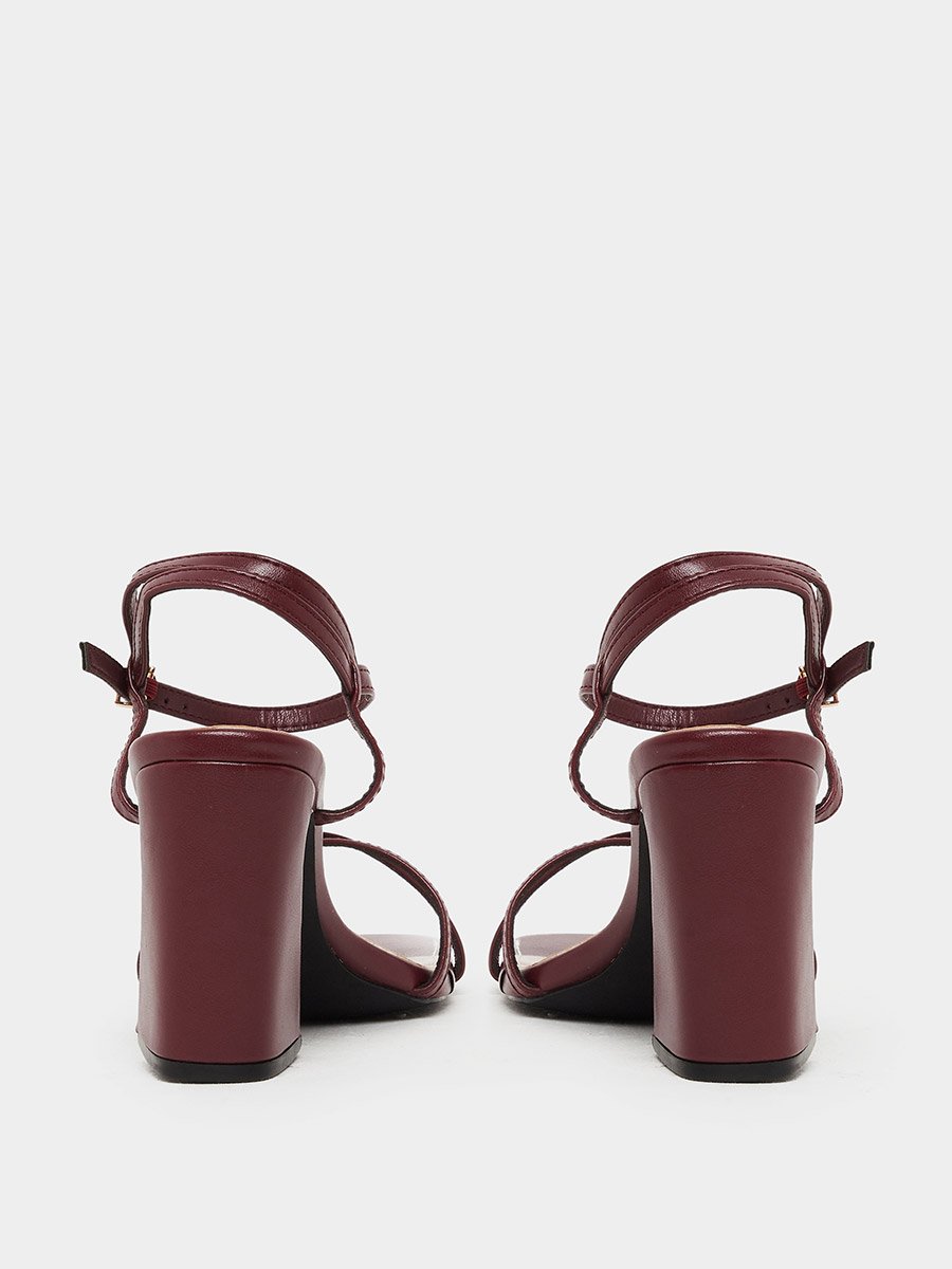 Plain Strappy Block Heel Sandals