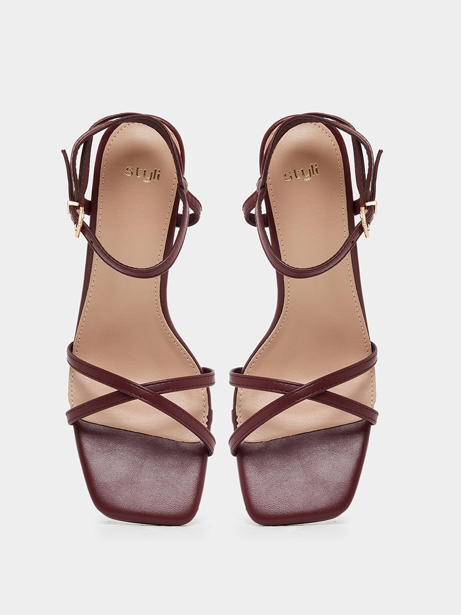 Plain Strappy Block Heel Sandals