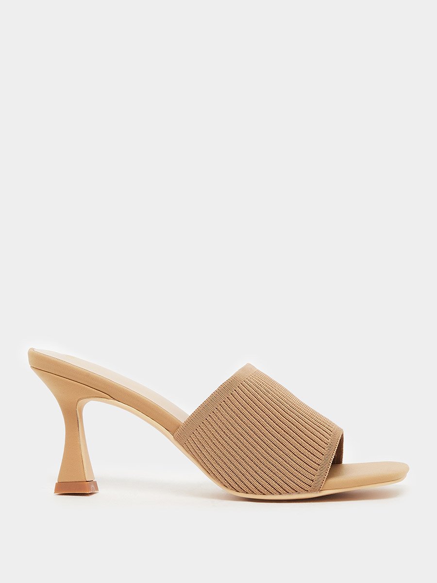 Textured Open Toe Stiletto Heel Sandals