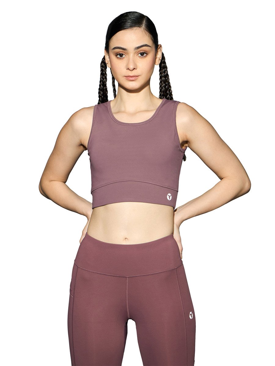 Solid Padded Sports Bra with Logo Detail
