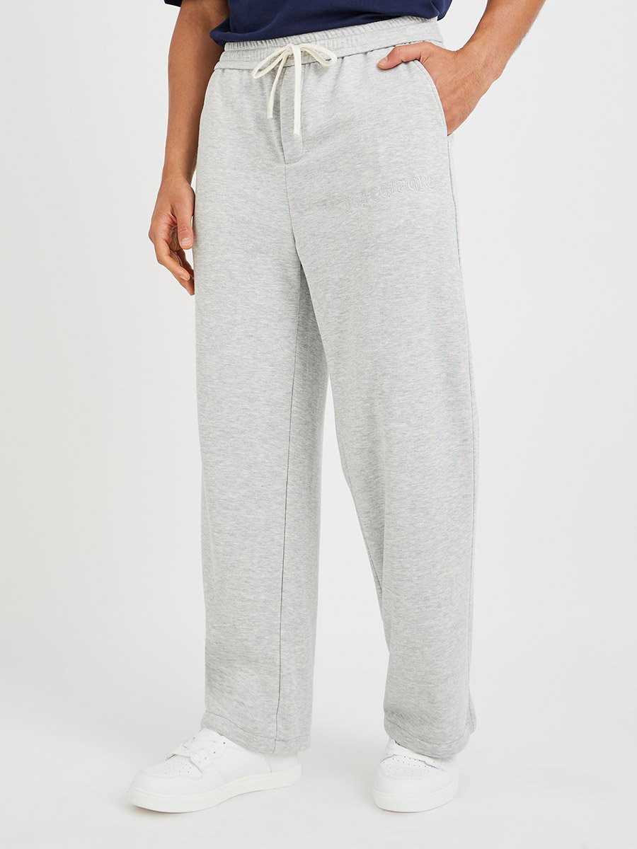 Embossed Oversized Open Hem Joggers with Drawstring