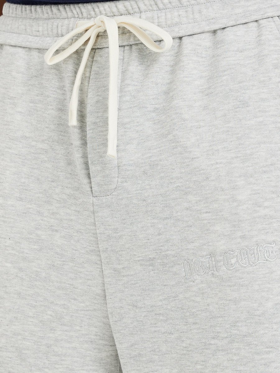 Embossed Oversized Open Hem Joggers with Drawstring