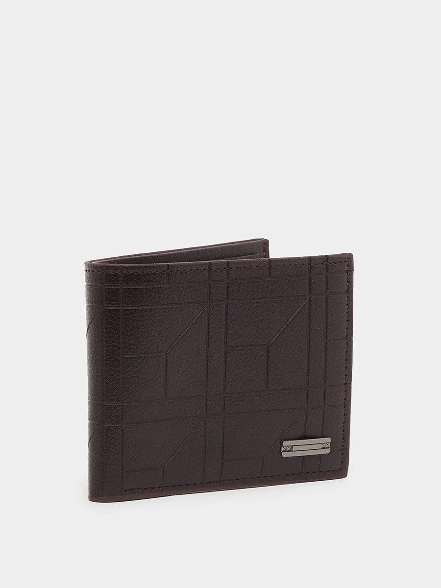 Brown Self Design Quilted Wallet