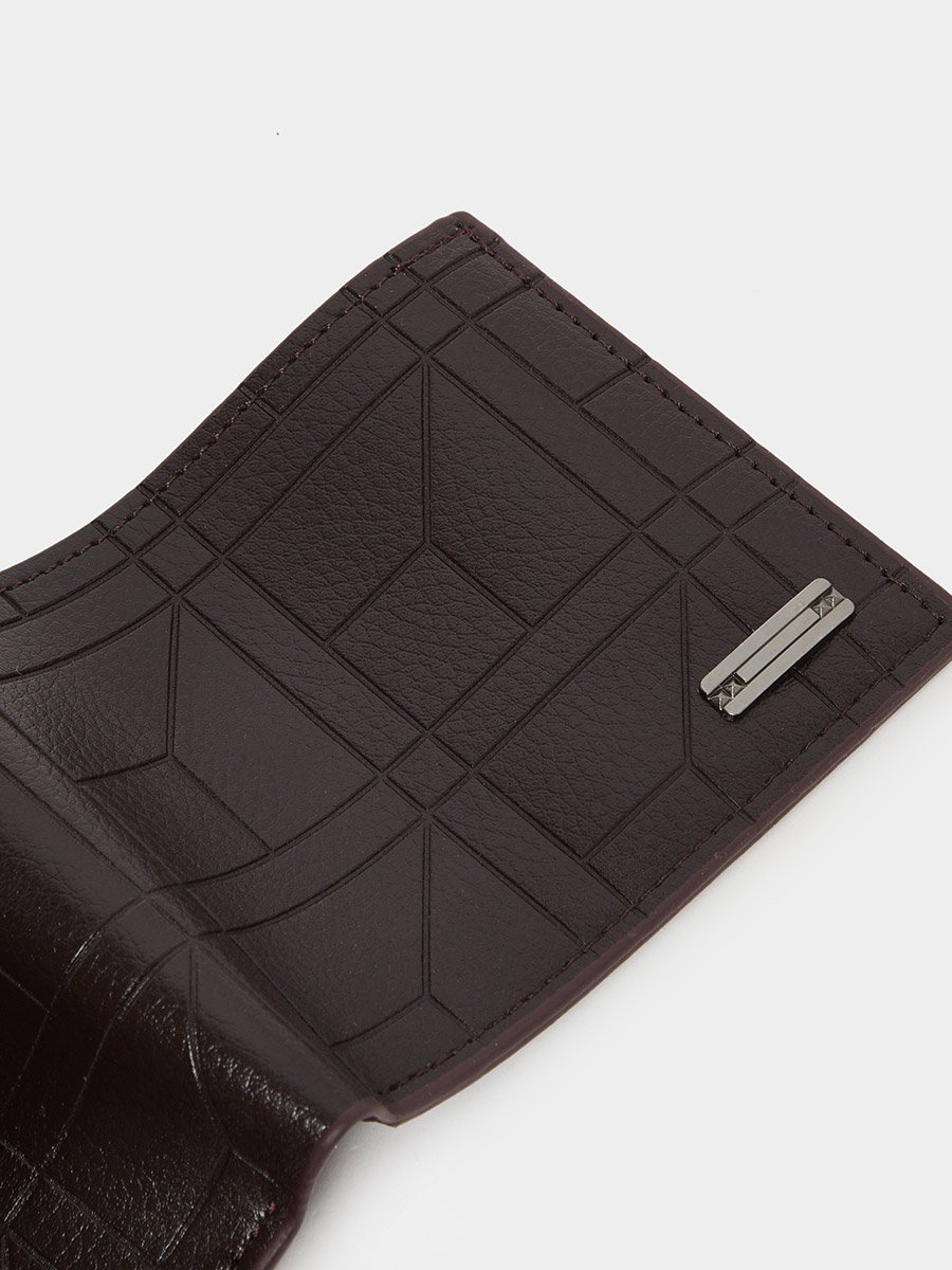 Brown Self Design Quilted Wallet