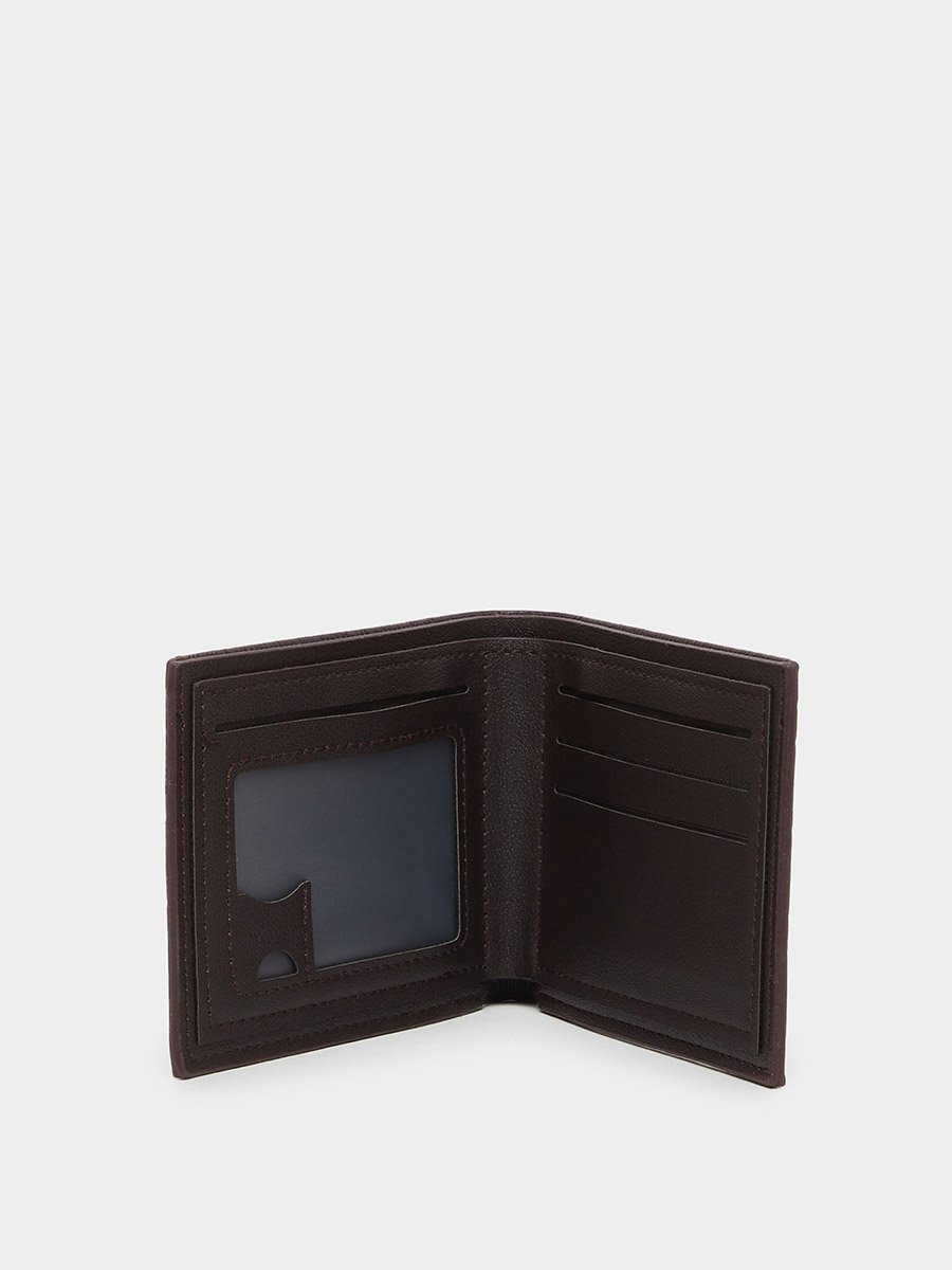 Brown Self Design Quilted Wallet