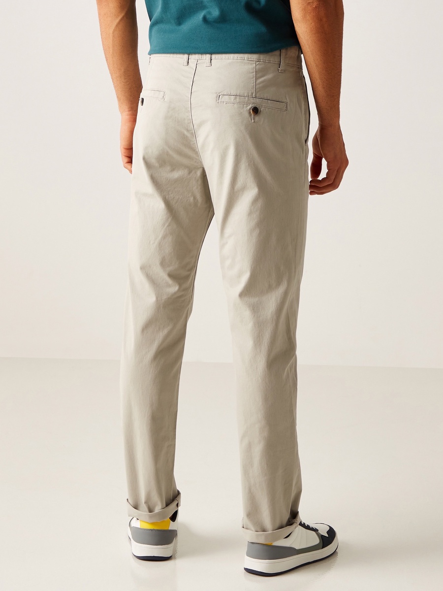 Full Length Plain Chino Pants with Pocket Detail and Belt Loops