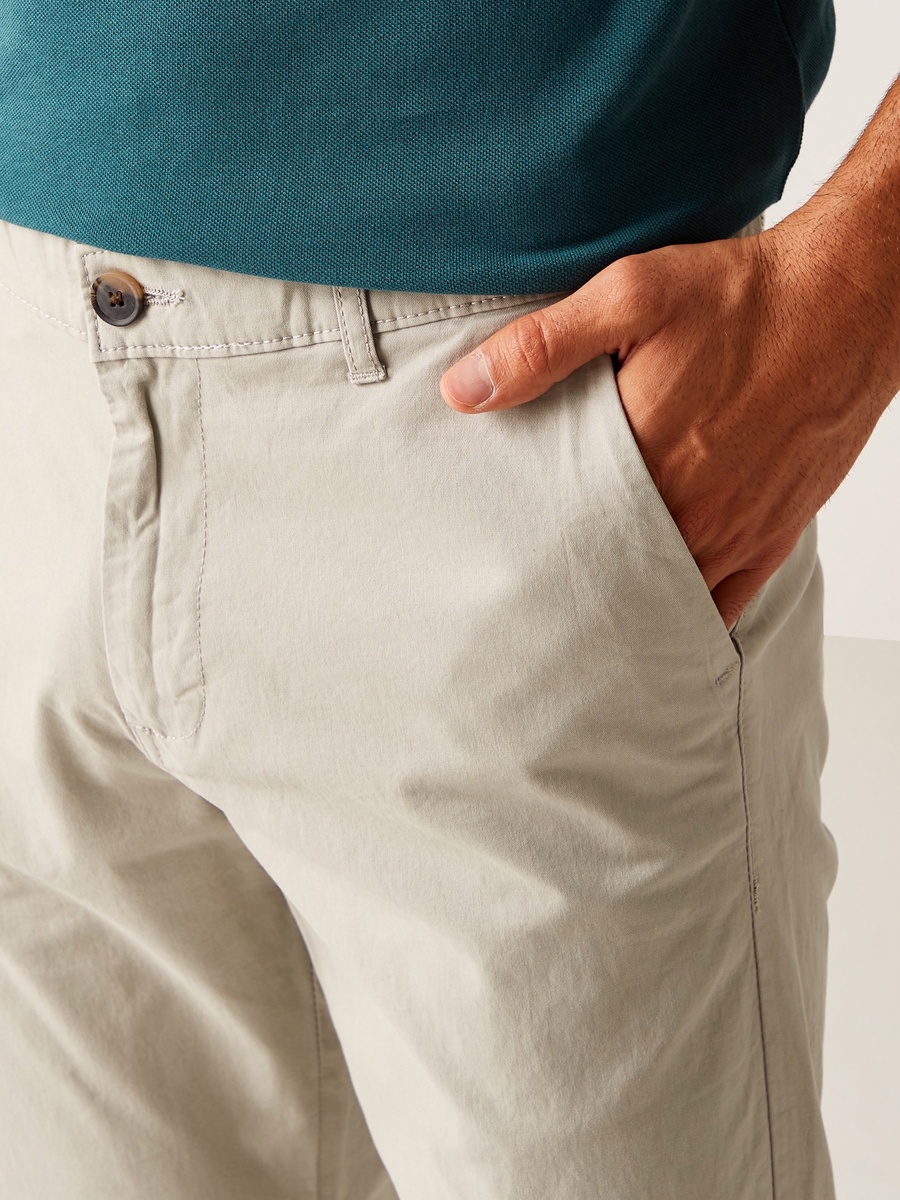 Full Length Plain Chino Pants with Pocket Detail and Belt Loops