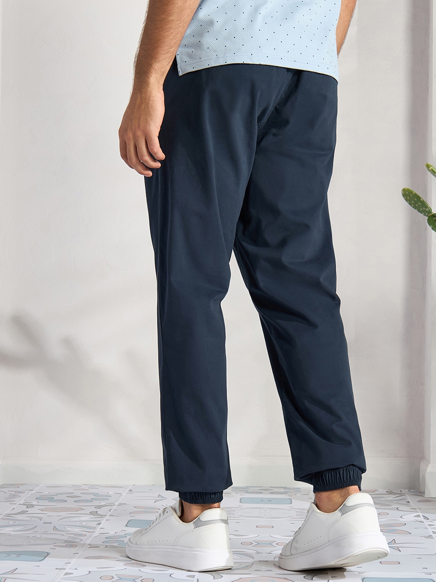 Plain Jog Pants with Pocket Detail and Drawstring Closure