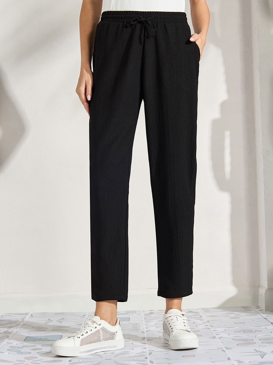 Mid-Rise Crepe Pants