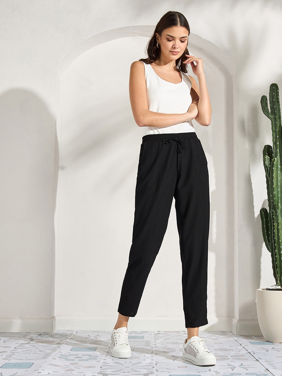 Mid-Rise Crepe Pants