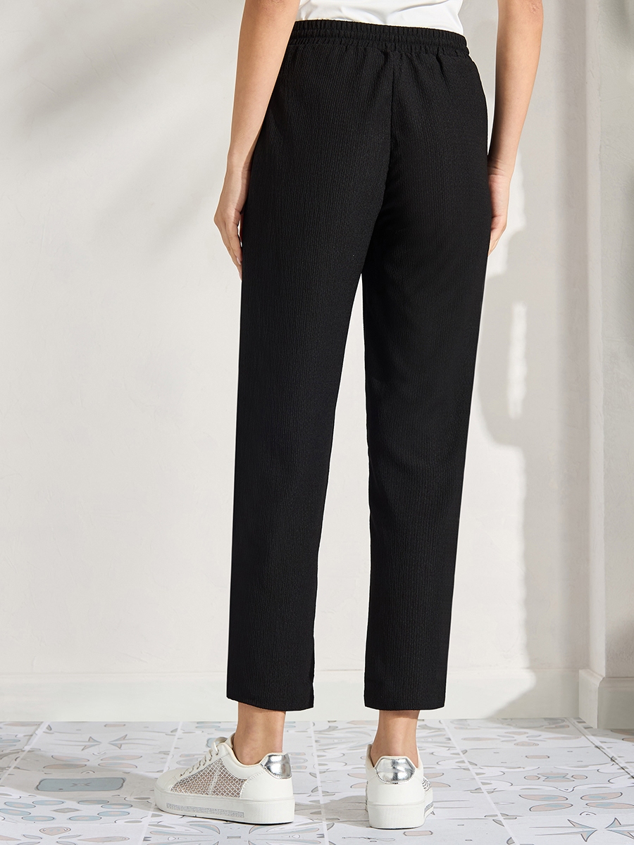 Mid-Rise Crepe Pants