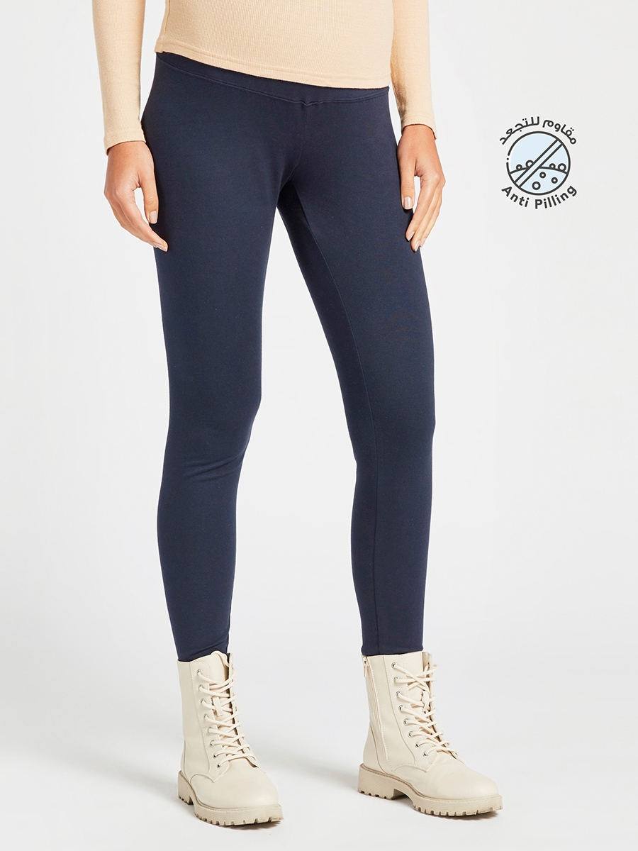 Plain Anti-Pilling Maternity Leggings with Elasticated Waistband