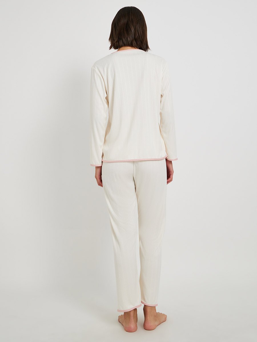 Solid Long Sleeve Shirt and Pyjama Set