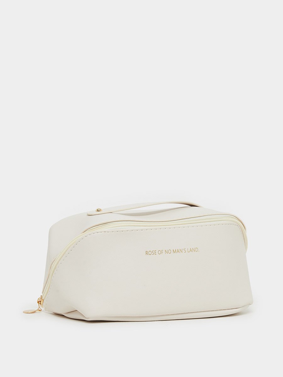 Plain Cosmetic Bag with Zip Closure and Top Handle